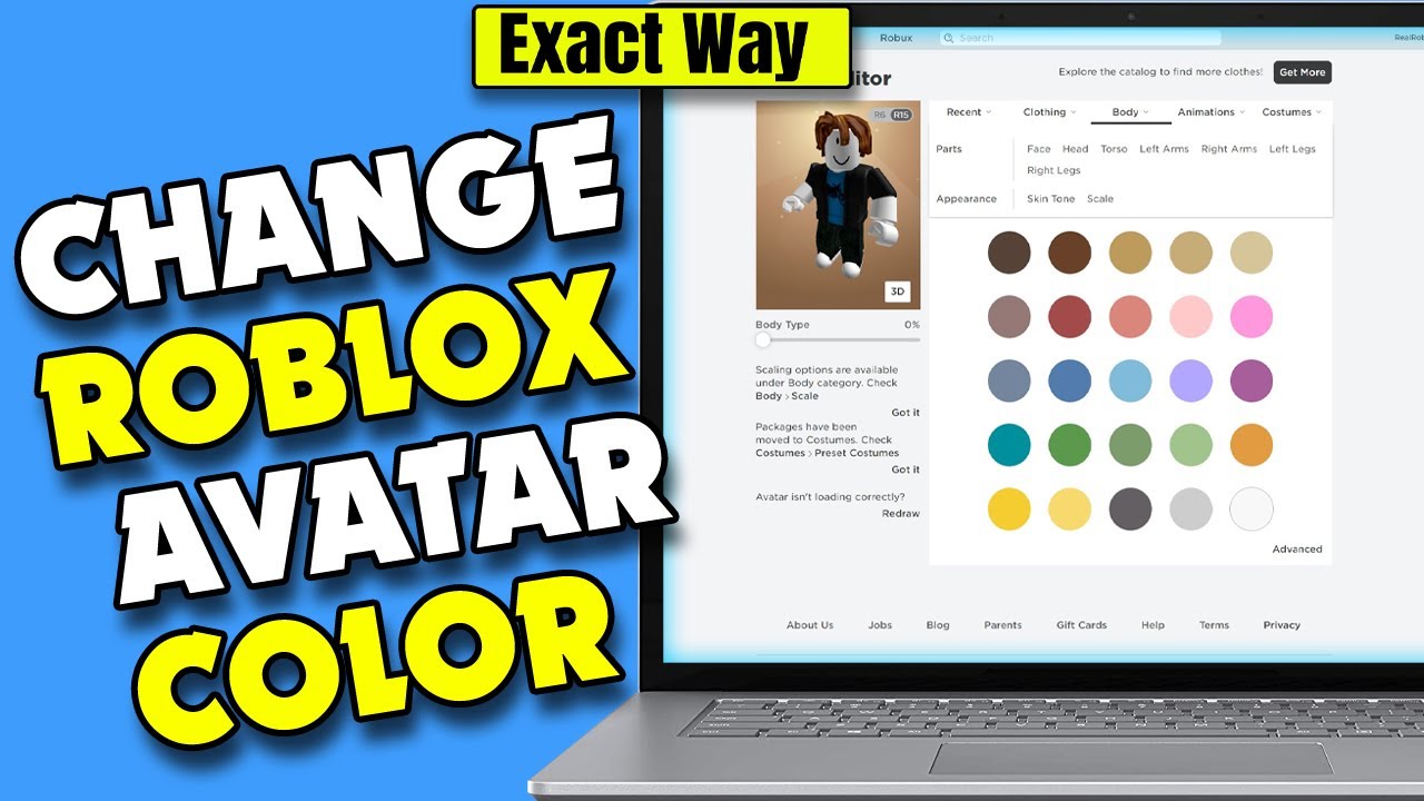 How Do I Color My Roblox Avatar Change Skin Color On Roblox Youtube