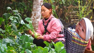 Harvesting Xu Hao with baby at the market to sell, Life Alone on the Farm