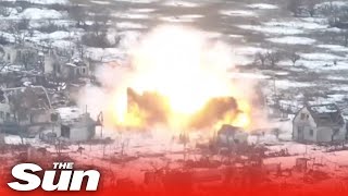 Russian forces blow up Ukrainian depot using Solntsepek multiple rocket systems