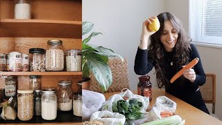 zero waste vegan grocery haul \u0026 pantry tour | my low waste / plastic free journey