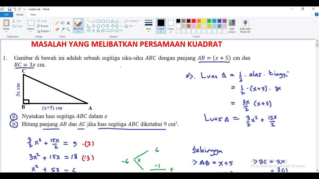 Cara Mudah Menyelesaikan Soal Cerita Persamaan Kuadrat - YouTube