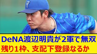 DeNA育成選手の渡辺明貴が2軍で無双。残り1枠、支配下登録なるか【プロ野球、なんJ、なんG反応】【2ch、5chまとめ】【横浜DeNAベイスターズ、横浜ベイスターズ、ベイスターズ、渡辺】