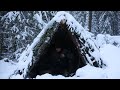 building shelter against extreme snow🥶 3 days winter camping