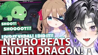 Neuro-sama Slays the Ender Dragon First Try (Real) (sarcastic)—Vedal Is So Proud|Highlights Reaction