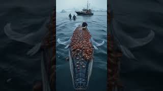 A old fisherman cleaning a majestic old whale crabes #whale #sealife