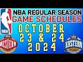 NBA Game Schedule | October 23 & 24, 2024 #nba #standings #games #results #schedule