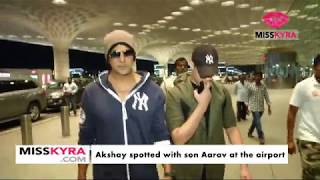 Akshay spotted with son Aarav at the airport