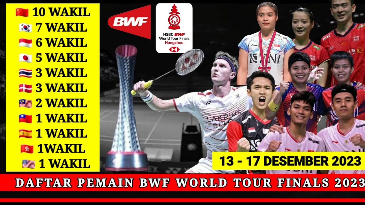 🔴 TERBARU !!! DAFTAR PEMAIN BWF WORLD TOUR FINALS 2023 | 13 - 17 ...