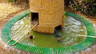 Build  two - story mud house & build swimming pool under two - story mud house (full video)