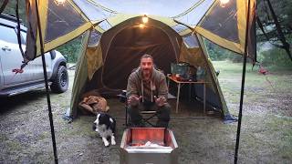 CAMPING in the RAIN - Perfect COSY Air TENT - Dog