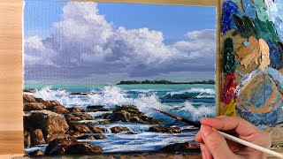 How to Paint Rocky Seascape / Acrylic Painting / Correa Art