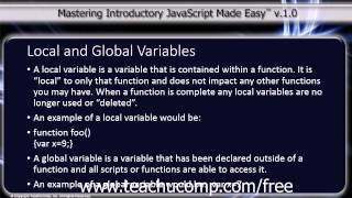 JavaScript Training Tutorial Local and Global Variables