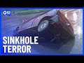 Sinkhole Emerges Engulfs Car On Highway In Argentina | 10 News First