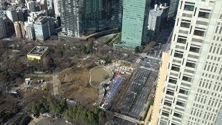 新宿中央公園芝生広場　SHUKNOVA（シュクノバ）の建設状況（2020年2月1日）