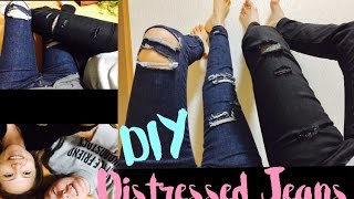 ダメージジーンズをDIYしてみた/DIY distressed jeans