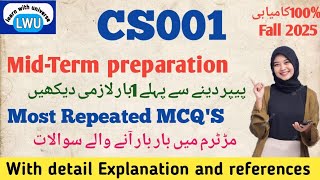 cs001 midterm preparation 2025|| cs001 most important and repeated MCQ's for midterm #cs001