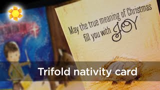 Trifold nativity card - speed coloring, inktense pencil