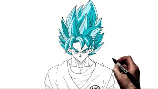 How To Draw Goku (SSj Blue) | Step By Step | Dragonball