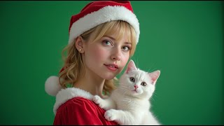 Santa Girl in Red Dress 4| 4K Green Screen Footage for Christmas Edits #greenscreenvideo