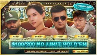 HIGH STAKES POKER! $100/$200/$400 w/ Peter, Britney, Tomer & Wesley!