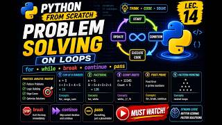 Problem Solving on Loops | for, while, break, continue & pass | Python From Scratch | Lec. 14