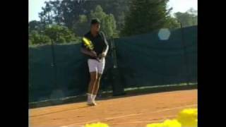 16 years old Rafa Nadal's service