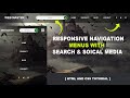 Transparent responsive navigation menus with  search box and social media