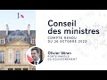 Compte rendu du Conseil des ministres du 26 octobre 2022.