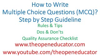 How to Write Multiple Choice Questions MCQ Rules Dos & Don'ts Tips Guidelines Explained Step by Step