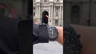 Omega MoonSwatch on WIS Straps Tuxedo Black Watch Strap