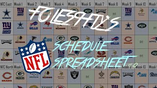 Microsoft Excel/Google Sheets | NFL 2019-20 Schedule Spreadsheet