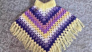 Poncho para niña a crochet 🧶 paso a paso