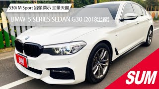 【SUM中古車】BMW 5 SERIES SEDAN G30｜2018年 530i M Sport 抬頭顯示 全景天窗 5AT M卡鉗 HK音響 360環景 #sum汽車網  #台中市 #雄大汽車