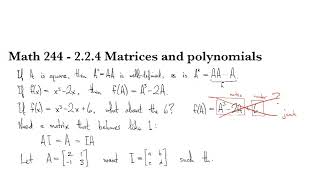 2.2.4 Matrices and polynomials