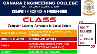 VTU ADP (18CS55) Python Programming: Classes and Objects (M4 L1)