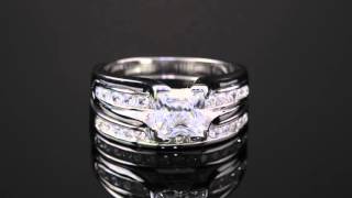 1.88 TCW Princess-Cut Cubic Zirconia Two-Piece Bridal Set In Platinum Over .925 Sterling Silver