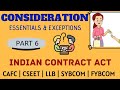 Consideration | Essentials of Valid Consideration | Indian Contract Act  | with Examples & Caselaws