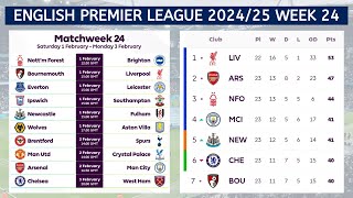 EPL Fixtures Today Week 24 Arsenal vs Manchester City • Premier League Table 2025