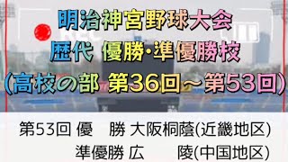 明治神宮野球大会 歴代 優勝 準優勝校(高校の部 第36〜第53回)