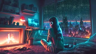 Very Good Vibes Lofi Hip Hop and Chill Hop Relaxing Music wirh Fireplace and Raindrops Night Relax