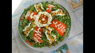 Салат   РАДУЖНЫЙ.  Просто и очень вкусно.