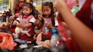 5-year-olds turn trash into eco-bricks