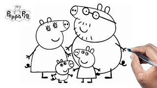How To Draw Peppa Pig Family Drawing Step By Step Tutorial | Peppa Pig Drawing | Pig Family Drawing