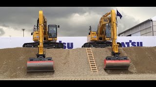 Komatsu Excavators Show - Machine control VS Machine Guidance At Bauma Expo 2016