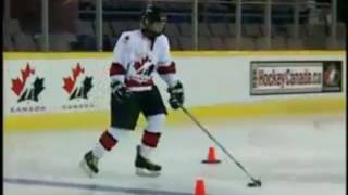 Moving Puck Control Backhand One Hand with Pylons