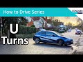 How to do a U turn and a three point turn in a car - turning round.