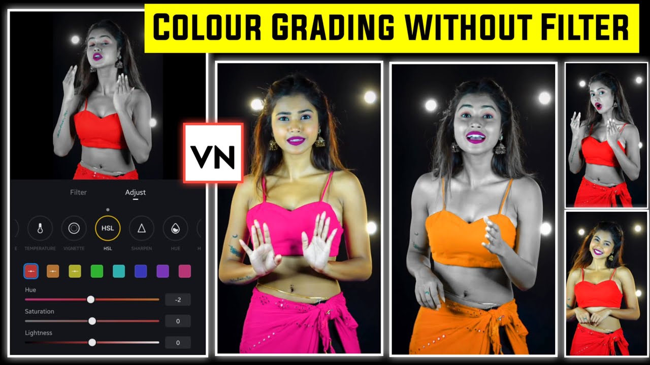 कपड़े का रंग बदले 1 क्लिक मैं || Colour Grading Video Editing In Vn App ...