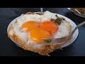 트리플 오리알! 바질 고기 볶음 덮밥  triple duck egg! fried basil meat rice - thai street food