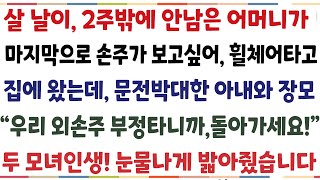 (반전신청사연)암투병 중에도 손주가 보고싶어, 아픈몸을 이끌고 집에 왔더니 문전박대한 아내와장모 \