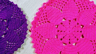 Crochet table mat/placemats/thalposh/crosia woolen rumal/কুশিকাটার টেবিল ম্যাট/প্লেট ম্যাট #12